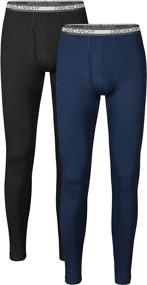 img 4 attached to 🔥 Stay Cozy and Stylish with DAVID ARCHY Men's Winter Warm Stretchy Cotton Fleece Lined Base Layer Pants Thermal Bottoms Long Johns - 2 Pack with Fly