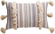 🌈 boho tassel sham decorative pillow throw: vibrant cushion covers for couch and more - 12"x20" (multi) логотип