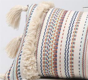 img 2 attached to 🌈 Boho Tassel Sham Decorative Pillow Throw: Vibrant Cushion Covers for Couch and More - 12"X20" (Multi)