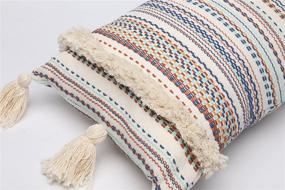 img 3 attached to 🌈 Boho Tassel Sham Decorative Pillow Throw: Vibrant Cushion Covers for Couch and More - 12"X20" (Multi)