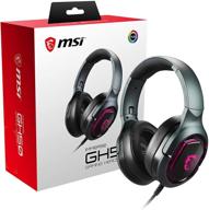 msi immerse gh50: 7.1 surround sound gaming headset with rgb mystic light, foldable headband design – large, black logo