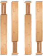 🎍 bamboo extra-large expandable drawer dividers organizer – adjustable (2.6" tall, 17.5 to 22 inch) – kitchen utensil separators for dresser, bedroom, baby drawer, bathroom, office – set of 4 (natural) logo