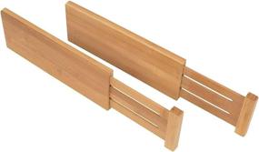 img 1 attached to 🎍 Bamboo Extra-Large Expandable Drawer Dividers Organizer – Adjustable (2.6" Tall, 17.5 to 22 Inch) – Kitchen Utensil Separators for Dresser, Bedroom, Baby Drawer, Bathroom, Office – Set of 4 (Natural)