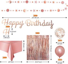 img 3 attached to 🎉 Rose Gold Birthday Party Decorations - Happy Birthday Banner, Glitter Circle Dot Garland Streamer, Rose Gold Fringe Curtain, Foil Tablecloth, Rose Gold Balloons, for Women's and Girl's Birthday Celebration