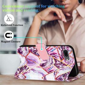 img 2 attached to 📱 iPhone 8 Plus Wallet Case, iPhone 7 Plus Case Women, iPhone 6/6S Plus Case with Wrist Strap and Card Slots - 2021 New Marble Pattern PU Leather Flip Cover Stand (Purple, 5.5 inch)