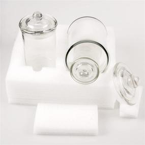 img 1 attached to 🏺 Set of 3 Easeen Mini Glass Apothecary Jars for Bathroom Storage, Organizer Canisters for Cotton Swabs, Cotton Balls, Makeup Sponges, Bath Salts, Hair Ties & Makeup