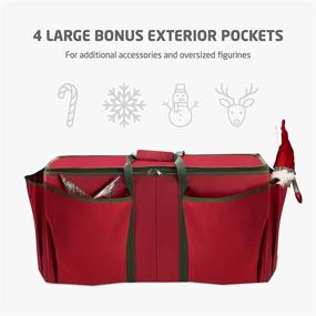 img 1 attached to 🎄 Convenient 3-inch Christmas Ornament Storage Box for 80 Holiday Decorations - All-in-One Organizer with Side Pockets, Card Slot & Carry Handles - Durable Nonwoven Container