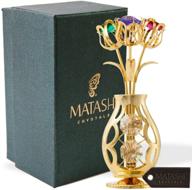 🌸 matashi flowers bouquet and vase ornament with vibrant crystal accents - home decorative tabletop decorations showpiece for living room bedroom - ideal gift for christmas, valentine's day, mother's day, birthday logo