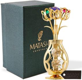 img 4 attached to 🌸 Matashi Flowers Bouquet and Vase Ornament with Vibrant Crystal Accents - Home Decorative Tabletop Decorations Showpiece for Living Room Bedroom - Ideal Gift for Christmas, Valentine's Day, Mother's Day, Birthday