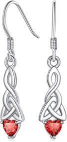 img 4 attached to 💎 Stunning FaithHeart Vintage Sterling Silver Celtic Knot Drop Earrings: Heart Birthstone Charms, Hypoallergenic Dangling Style - Perfect Birthday Jewelry for Women