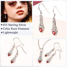 img 1 attached to 💎 Stunning FaithHeart Vintage Sterling Silver Celtic Knot Drop Earrings: Heart Birthstone Charms, Hypoallergenic Dangling Style - Perfect Birthday Jewelry for Women