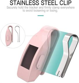 img 2 attached to 📎 MoKo 2-Pack Silicone Clip Holder for Fitbit Inspire/Inspire HR - Wine Red & Sakura Pink, Clip Clasp Case for Men and Women