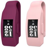 📎 moko 2-pack silicone clip holder for fitbit inspire/inspire hr - wine red & sakura pink, clip clasp case for men and women logo