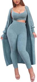 img 4 attached to 👚 TOLENY Women's Fuzzy 3 Piece Lounge Sets: Stylish Tank Top, Wide Leg Pants, Cardigan Jacket for Cozy Fleece Pajamas Set