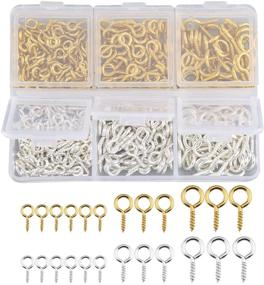 img 4 attached to 📎 400pcs Screw Eye Pins, Mini Metal Eye Pins for DIY Art&amp;Crafts, Jewelry Making Findings, Charm Bead Supplies - Gold&amp;Platinum, 3 Sizes Available