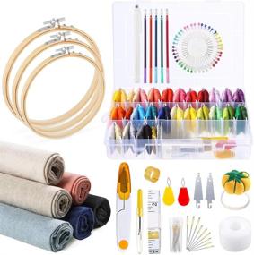 img 4 attached to 🧵 Caydo 145-Piece Embroidery Kit: Colorful Threads, Organizer Box, Linen Fabric, Hoops & Tools for Beginner Adults and Kids