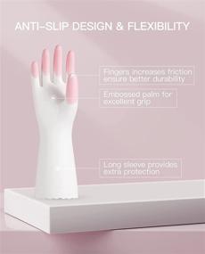 img 2 attached to PACIFIC PPE 2 Pairs Reusable Kitchen Gloves, PVC Dishwashing Gloves, Latex Free, Pink, Size Medium, Ideal for Home, Cleaning and Cooking