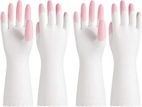 img 4 attached to PACIFIC PPE 2 Pairs Reusable Kitchen Gloves, PVC Dishwashing Gloves, Latex Free, Pink, Size Medium, Ideal for Home, Cleaning and Cooking