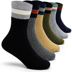 img 4 attached to 🧦 6 Pack of Kids Winter Warm Wool Socks for Boys - Thermal Crew Socks