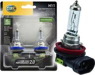 лампа высокой производительности hella h11, 12v, 💡 55w, 2 шт. - комплект из двух двойных упаковок 2.0tb twin blister kit. логотип
