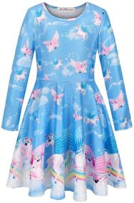 img 3 attached to LaBeca Festive Printed Twirly Longsleeve Christmas Dresses for Girls