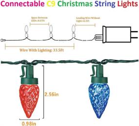 img 3 attached to 🎄 OZS- Extendable C9 Christmas Lights: 50 LED 49ft Green Wire Outdoor Fairy Lights with UL Adaptor - Multicolor String Lights for Christmas Tree, Patio, Wedding Party Decoration