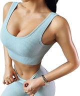 jetjoy ribbed seamless yoga outfits: women's 2-piece exercise set with sports bra and leggings логотип