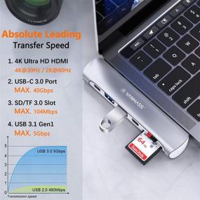 img 2 attached to 💻 7-in-1 VANMASS USB C Hub: 5K@60Hz, HDMI, USB-C 3.0, 2x USB 3.0, SD/TF Card Reader, 87W PD Charging