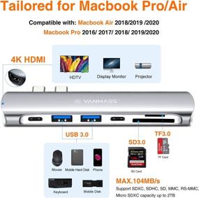 img 3 attached to 💻 7-in-1 VANMASS USB C Hub: 5K@60Hz, HDMI, USB-C 3.0, 2x USB 3.0, SD/TF Card Reader, 87W PD Charging