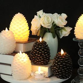 img 1 attached to 🕯️ Wondise Flameless Flickering Christmas Candles with Timer | Battery-Operated Realistic Wax Design | Brown Pine Cone Decor | Set of 2 (D3.5 x H4.7 Inch)