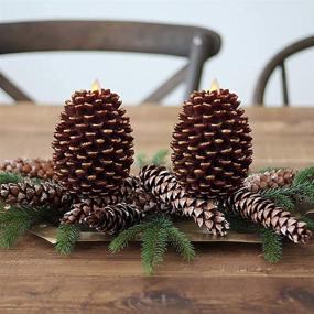 img 2 attached to 🕯️ Wondise Flameless Flickering Christmas Candles with Timer | Battery-Operated Realistic Wax Design | Brown Pine Cone Decor | Set of 2 (D3.5 x H4.7 Inch)