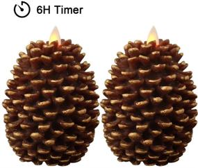 img 3 attached to 🕯️ Wondise Flameless Flickering Christmas Candles with Timer | Battery-Operated Realistic Wax Design | Brown Pine Cone Decor | Set of 2 (D3.5 x H4.7 Inch)