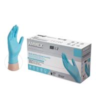 💙 ammex medical blue nitrile gloves, size small, box of 100 - latex-free, powder-free, textured disposable gloves for non-sterile medical use (4 mil)". logo