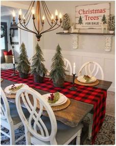 img 3 attached to SoarDream Set of 2 Christmas Table Runners - 13x84 Inch - Black and Red Buffalo Plaid - Cotton Checked Table Linens for Xmas and New Year Gatherings - Dinner Table Decorations