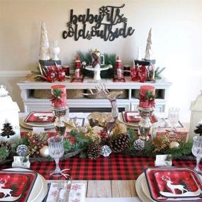 img 1 attached to SoarDream Set of 2 Christmas Table Runners - 13x84 Inch - Black and Red Buffalo Plaid - Cotton Checked Table Linens for Xmas and New Year Gatherings - Dinner Table Decorations