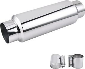 img 4 attached to EVIL ENERGY 3" Inlet 3" Outlet Exhaust Muffler: Universal Straight Through Design, 13.8" Length Stainless Steel - With Muffler Clamp Included!