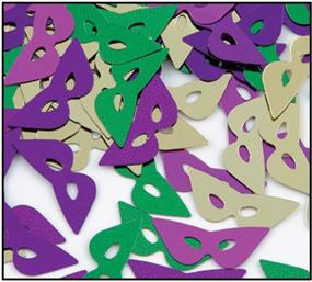 img 1 attached to 🎭 Fanci-Fetti Mardi Gras Masks: Assorted Gold, Green, Purple Party Accessory (1 Count, 1 Oz/Pkg)