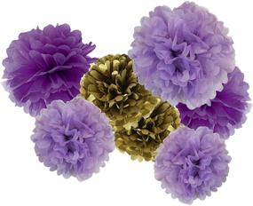 img 1 attached to Fascola Purple Happy Birthday Party Decoration Kit: Happy Birthday Banner, Purple Tissue Paper Pom Poms, Paper Flowers, Hanging Swirl Decor - Ideal for Birthday Celebrations