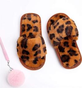 img 3 attached to Slippers Fluffy Outdoor Rainbow Numeric_1_Point_5 Boys' Shoes ~ Slippers