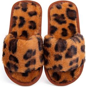 img 2 attached to Slippers Fluffy Outdoor Rainbow Numeric_1_Point_5 Boys' Shoes ~ Slippers