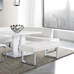 img 1 attached to 🪑 Amanda Chrome White Finish Kitchen & Dining Chair Set of 2 with Upholstery, and Amanda White and Chrome Finish Bench by Armen Living