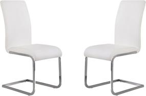 img 2 attached to 🪑 Amanda Chrome White Finish Kitchen & Dining Chair Set of 2 with Upholstery, and Amanda White and Chrome Finish Bench by Armen Living