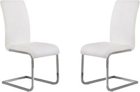 img 4 attached to 🪑 Amanda Chrome White Finish Kitchen & Dining Chair Set of 2 with Upholstery, and Amanda White and Chrome Finish Bench by Armen Living