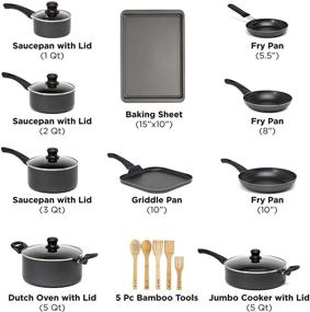 img 3 attached to 🧼 Effortless Cleaning and Durability: Ecolution Easy Clean Non-Stick Cookware - 20 Piece Set, Dishwasher Safe, in Sleek Black