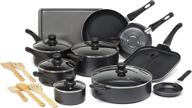 🧼 effortless cleaning and durability: ecolution easy clean non-stick cookware - 20 piece set, dishwasher safe, in sleek black logo