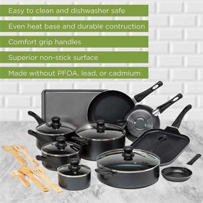 img 2 attached to 🧼 Effortless Cleaning and Durability: Ecolution Easy Clean Non-Stick Cookware - 20 Piece Set, Dishwasher Safe, in Sleek Black