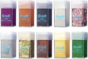 img 1 attached to Complete Set of Professional Polyester Glitter for Crafts - 10 Glitters: Chunky, Fine, Holographic, Glow in The Dark! Perfect for Resin and Craft Projects