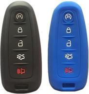 чехол из силикона для брелока lincoln ford 5 button smart key - черный и темно-синий - защитный чехол для ключа. логотип