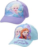 disney frozen girls baseball caps - 2 pack elsa and anna glitter hats with faux ponytails set (ages 4-7) logo