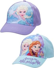 img 4 attached to Disney Frozen Girls Baseball Caps - 2 Pack Elsa and Anna Glitter Hats with Faux Ponytails Set (Ages 4-7)